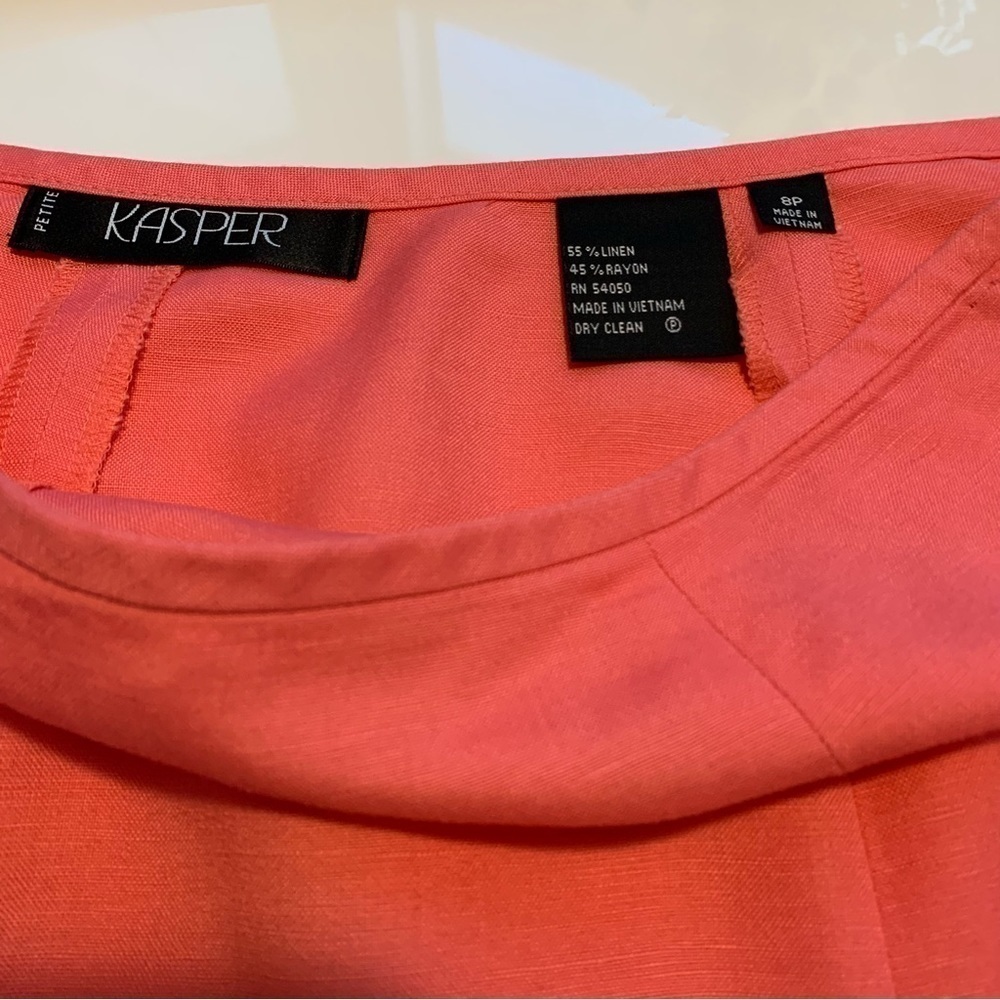 KASPER coral linen a line midi skirt spring summer fall petite new no tags - Picture 6 of 8